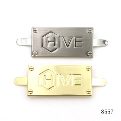Personalized Brand Design Rectangle Metal Label Plate Custom Engraved Metal Bag Logo Name Plate