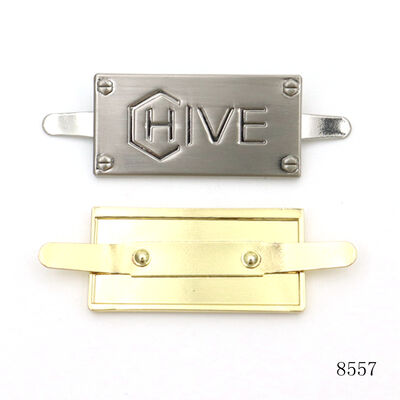 Personalized Brand Design Rectangle Metal Label Plate Custom Engraved Metal Bag Logo Name Plate