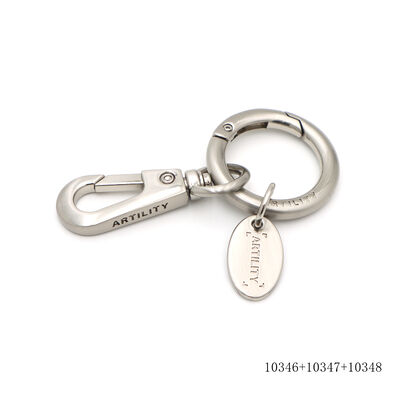 High Quality Custom Metal Logo Tag Zinc Alloy Oval Key Chain charm for Bag Purse
