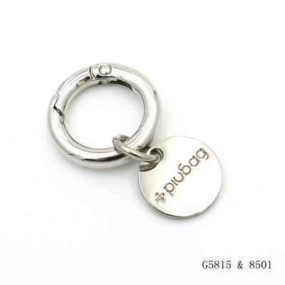 Nickel Free Polished Round Spring O Ring 17mm Metal Keychain Ring Carabiner Clasp