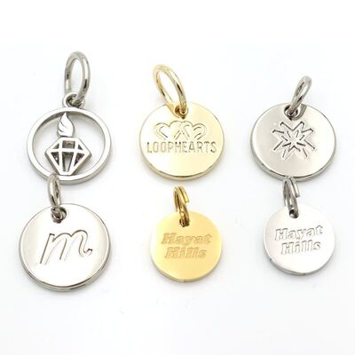 New Arrival Metal Round Tag Custom Logo Dog Collar ID Tag Key Chain Clasp Charm