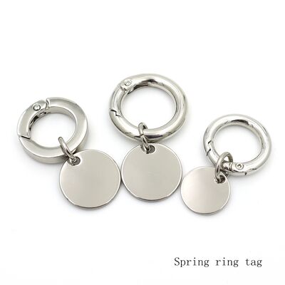 New Arrival Metal Round Tag Custom Logo Dog Collar ID Tag Key Chain Clasp Charm