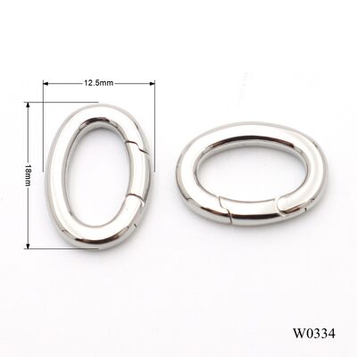 Oval Stainless Steel Spring Gate Ring Metal Push Open Key Ring For Bag Strap