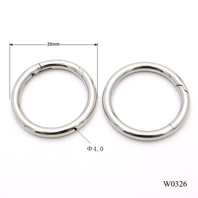 35mm Polished Stainless Steel Spring O-Ring Snap Clasp for Bags & Leather Crafts