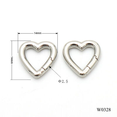Quality Stainless Steel Heart Shape Spring Ring Key Chain Clasp Carabiner Ring Snap Spring Clip