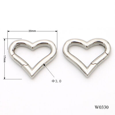 20mm Heart Shaped Stainless Steel Spring Ring 3.0mm Wire for Handbag & Jewelry