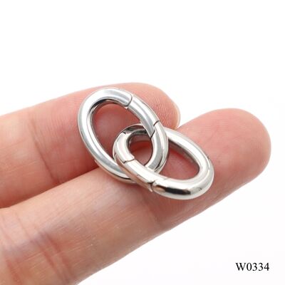 Oval Stainless Steel Spring Gate Ring Metal Push Open Key Ring For Bag Strap