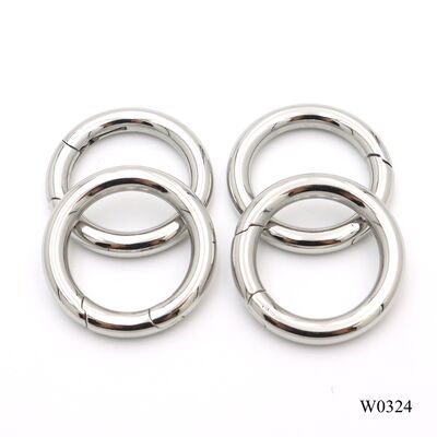 Quality Stainless Steel Spring Clasp Metal O Ring One Inch Round Carabiner Metal Keychain Ring Clip