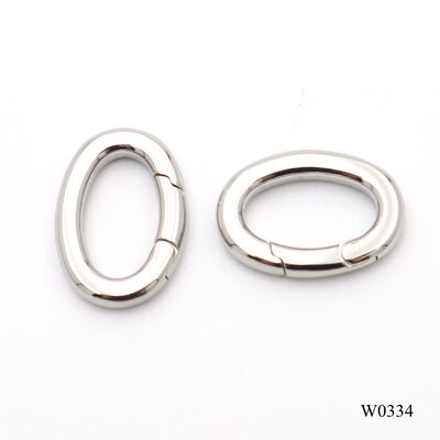 Oval Stainless Steel Spring Gate Ring Metal Push Open Key Ring For Bag Strap