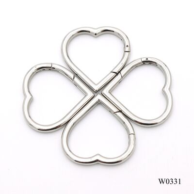 30mm Heart  Shape Stainless Steel Spring Ring Quality Carabiner Keychain DIY Accessories