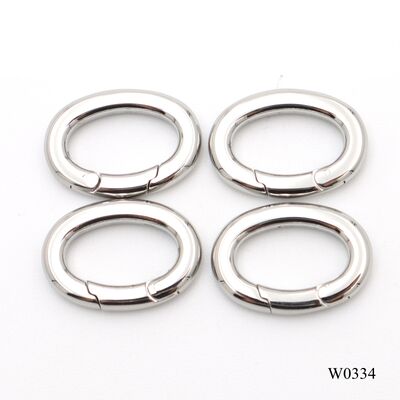 Oval Stainless Steel Spring Gate Ring Metal Push Open Key Ring For Bag Strap