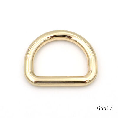 Light Gold Plated Seamless Die Cast Metal Round Wire D Ring 20mm Bag Strap Connector Buckle