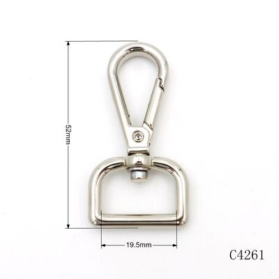 Strong Durable Metal Snap Hook Bag Accessories Swivel Snap Hook with D Ring 19.5mm Strap Clasp Hook