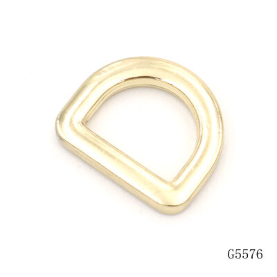 15mm Light Gold Die-Cast Flat Metal D Ring - Zinc Alloy Semi-Ring Buckle For Small Bags & Straps