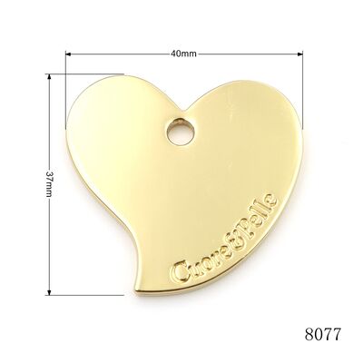 Quality Gold Plating Custom Heart Shape Metal Logo Tag Zinc Alloy Metal Label  For Handbags Hardware Accessories
