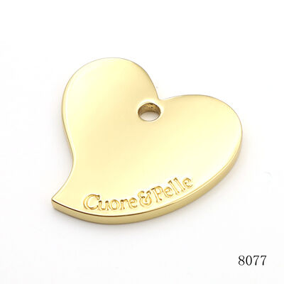 Quality Gold Plating Custom Heart Shape Metal Logo Tag Zinc Alloy Metal Label  For Handbags Hardware Accessories