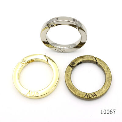 Custom Round Spring Clasps Spring Flat O Ring Carabiner Spring Ring Buckle, Custom Logo Metal Open Ring Manufacturer for Key Bag
