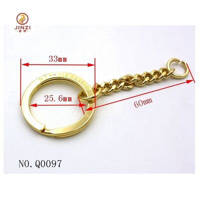Quality Metal Key Chain Key Ring Custom Logo Metal Split Ring with Chain One Inch Keychain Rings