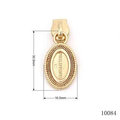 Custom Engraved Logo Metal Zipper Puller, Gold Oval Embossed Decorative Zipper Pull Tab, Premium Metal Zipper Slider Hardware Accessories for Handbags, Purses & Luggage