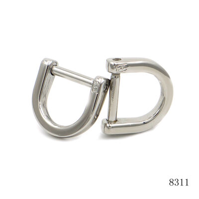Wholesale Polished Silver Zinc Alloy D Shackle with Screw Pin, Removable U Shape D Ring Buckle, Metal Hardware Fitting for Handbag, Backpack, Luggage Strap, Pet Collar and Leash Connection
