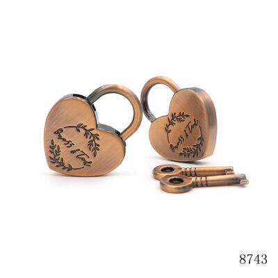 Bronze Antique Heart Shaped Padlock 39*30.5mm Custom Love Lock OEM ODM