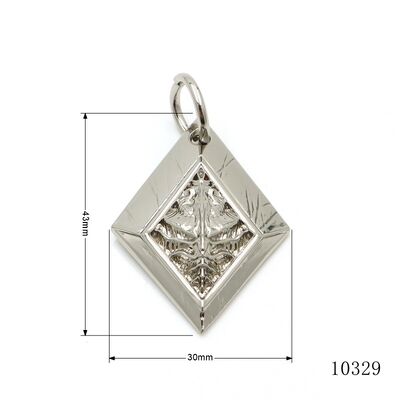 Rhombus Metal Logo Tag 3D Metal Key Ring Tags 30mm Nickel Plated