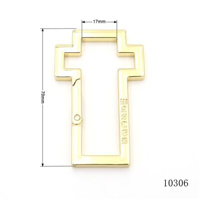 Mirror Finish Cross Carabiner Custom Snap Spring Clips Gold For Charms And Jewelry