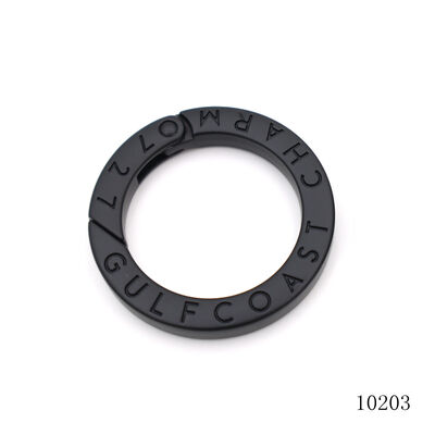 27x37mm Key Holder Ring Matte Black O Ring Carabiner With Engraved Letters