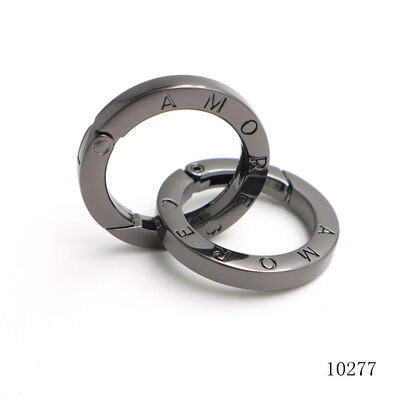 Flat Spring O Ring Round Gunmetal Carabiner 26.5mm With Custom Engraving
