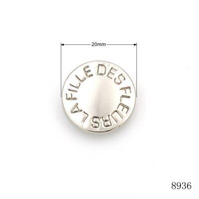 20mm Zinc Alloy Rivet Silver Double Cap Rivets Flat With Logo