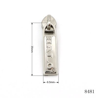 Embossed Custom Logo Zipper Pulls Nickel Plated Handbag Zipper Pulls