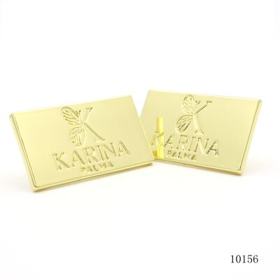 Rectangle Handbag Logo Labels Gold Plated Handbag Logo Plates