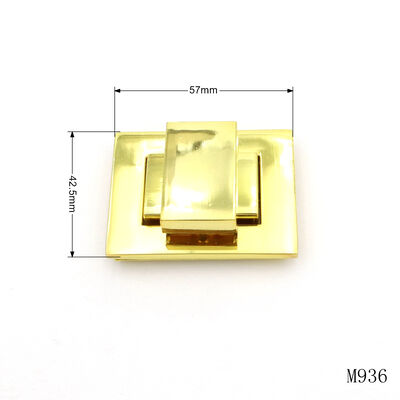Rectangle Bag Turn Lock Gold Plated Metal Turn Lock For Lady Bag
