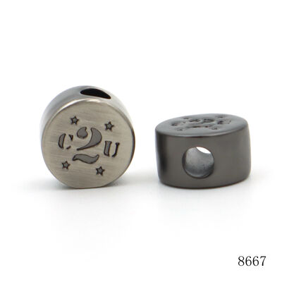 Gunmetal Metal Alloy Beads 12mm Custom Logo Beads Circular For Bracelet Making