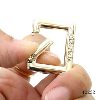 Zinc Alloy Spring Ring Clasps Square Clasp Carabiner With Logo Engraved Spring Ring