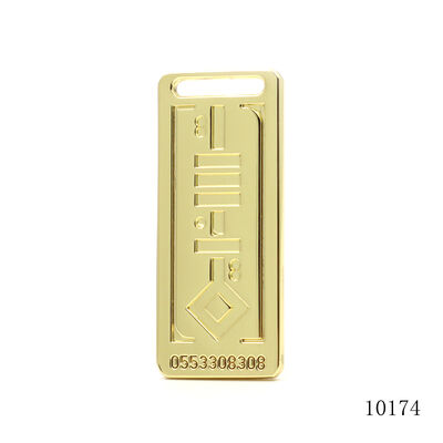 Engraved Metal Logo Tag Rectangle Key Chain Bag Charm Hypoallergenic