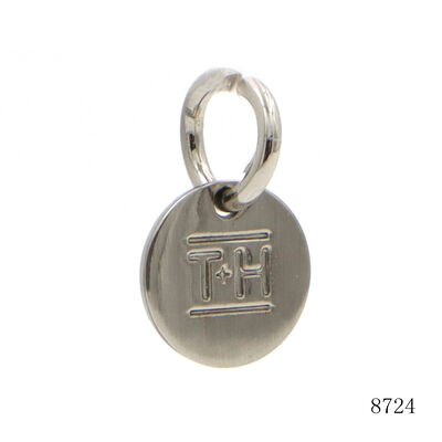 Corrossion Resistant Metal Logo Tag Round Small Metal Keychain Anti Fade