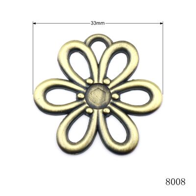 Brushed Finish Anti Brass Flower Shape Metal Logo Tag Zinc Alloy Tags for Handbags