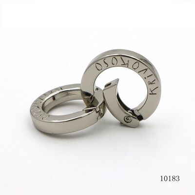 Custom Private Logo Carabiner Clasp Spring O Ring Nickel Zinc Alloy for Keychains