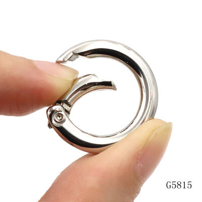 Nickel Free Polished Round Spring O Ring 17mm Metal Keychain Ring Carabiner Clasp