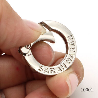 Decorative Bag Accessories Silver Plated Engraved Spring Gate Ring Clasp with Personalized Logo
