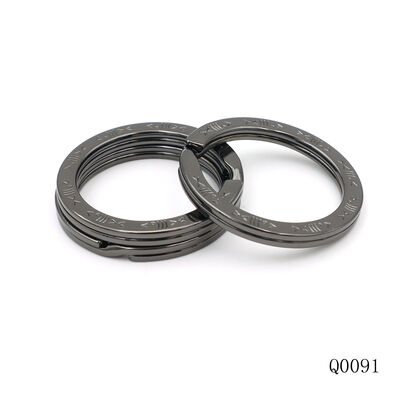 Gunmetal Custom Split Key Ring 25mm Flat Stamping Logo Keychain O Ring