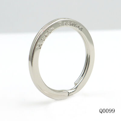 Hot Sale Nickel Plated Personalized Deep Engraving Logo Text Keychain Key Ring 1 Inch Flat Key Split Ring